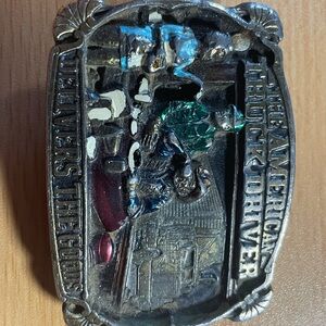 Vintage Arroyo Grande Truck Driver Belt Buckle #1647 USA 1980s Hand Painted